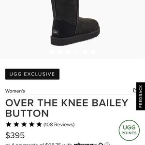 Ugg Over the Knee Bailey Button Black Boots *NW*